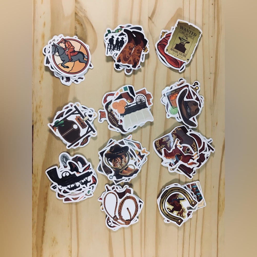Lot OF 110 PCS Cowboy Country Wrangler Horseman Rodeo Sticker Western Party